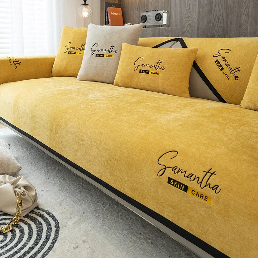 Safir Şönil Kaymaz Tabanlı Koltuk Örtüsü Seti