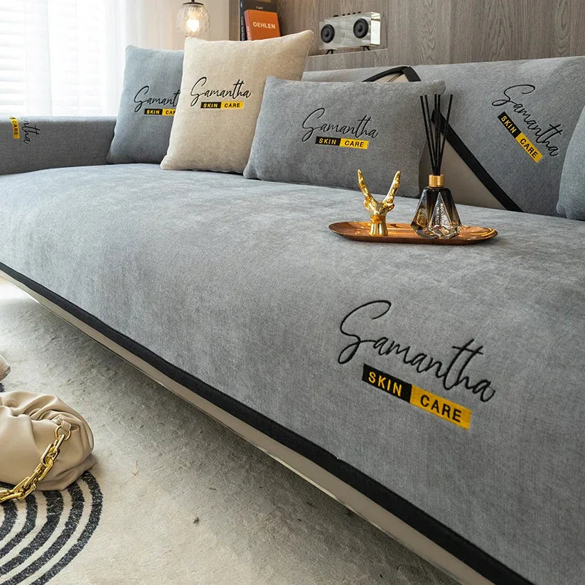 Safir Şönil Kaymaz Tabanlı Koltuk Örtüsü Seti